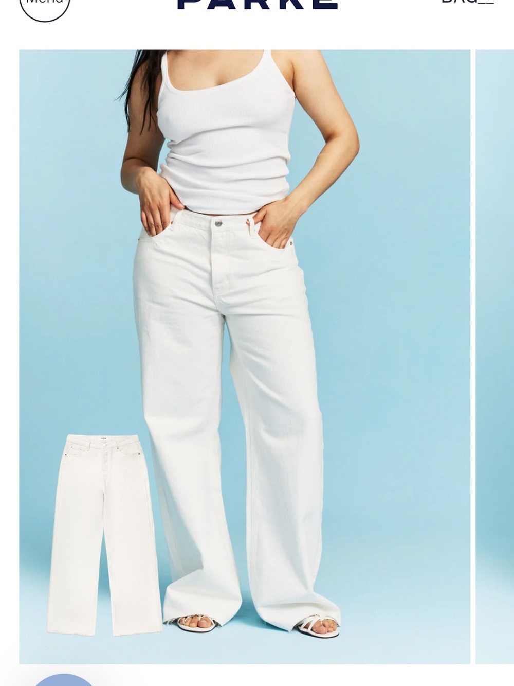PARKE Baggy Low Rise Jeans in White NWOT